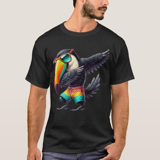 Toucan Dabbing Swimming Pool Beach Vacation Tropic T-shirt (Voorkant)