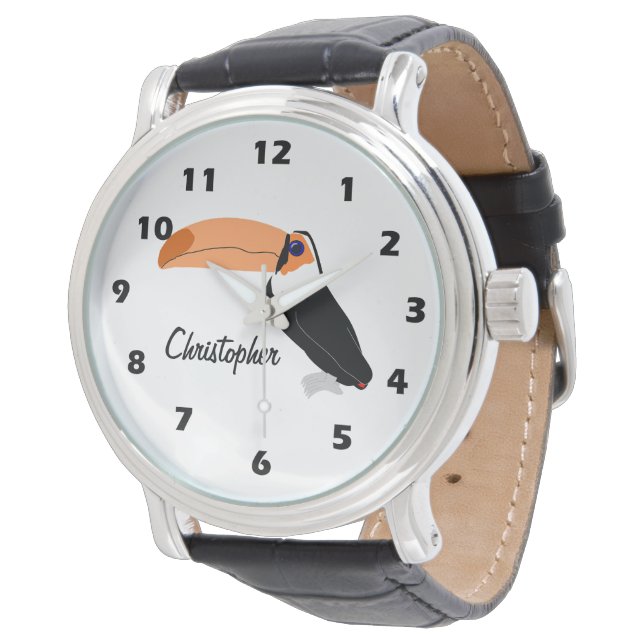 Toucan Design Gepersonaliseerd Horloge (Gekanteld)