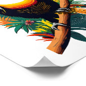 Toucan die op een tak in het oerwoud zit poster (Hoek)
