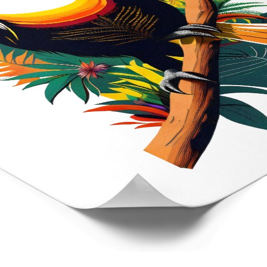 Toucan die op een tak in het oerwoud zit poster (Hoek)