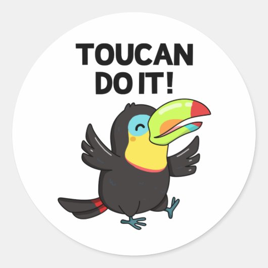 Toucan doen het grappige positieve vogel woordspel ronde sticker (Voorkant)