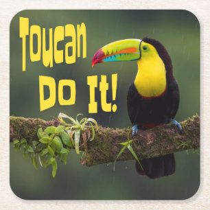 Toucan doet het! Colorful Bird Motivatie Funny Pun Kartonnen Onderzetters