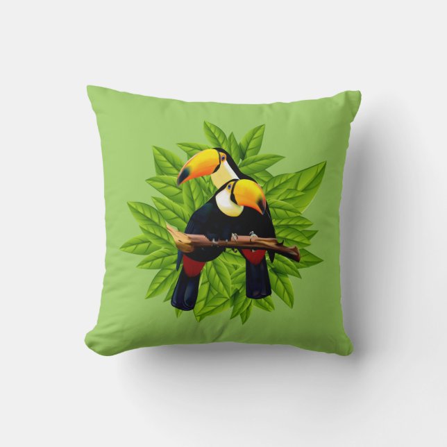 Toucan Duo Green Kussen (Voorkant)