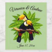 Toucan Duo Personalized Wedding Wijn Etiket (Enkel label)