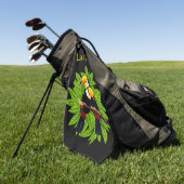 Toucan Duo-Poppen op zwart Golfhanddoek (Groen)