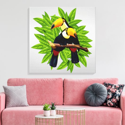 Toucan Duo Silver Canvas Afdruk (Insitu (Woonkamer))