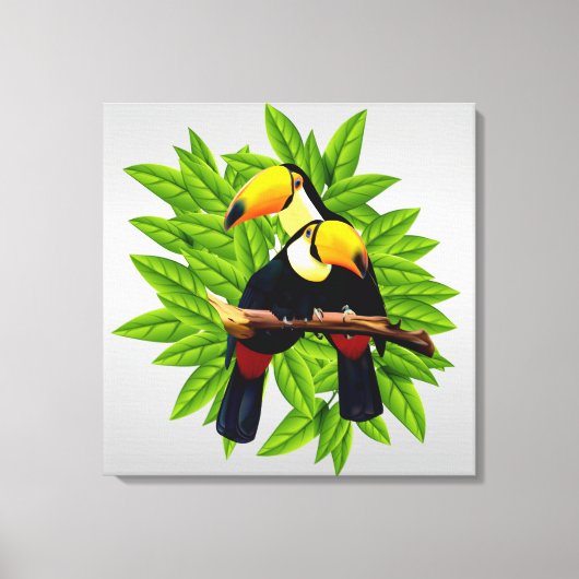 Toucan Duo Silver Canvas Afdruk (Voorkant)