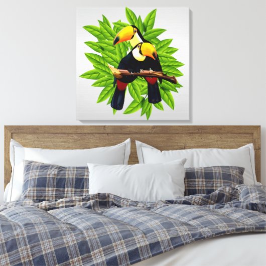 Toucan Duo Silver Canvas Afdruk (Insitu (Slaapkamer))