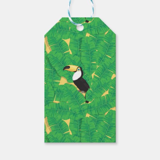Toucan- en banaanbladeren cadeaulabel (Voorkant)