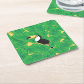 Toucan- en banaanbladeren kartonnen onderzetters (Schuin)