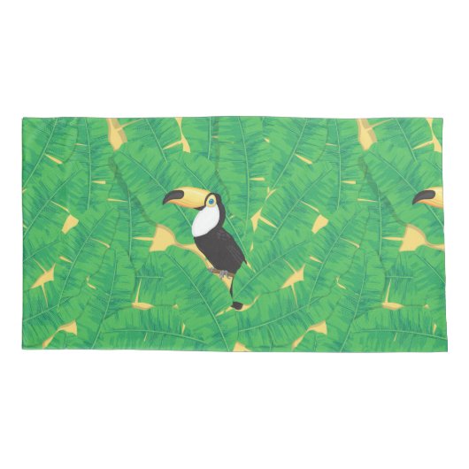 Toucan- en banaanbladeren kussensloop (Achterkant-Links)