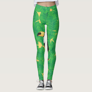 Toucan- en banaanbladeren leggings