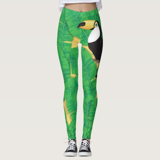 Toucan- en banaanbladeren leggings (Voorkant)