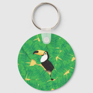 Toucan- en banaanbladeren sleutelhanger