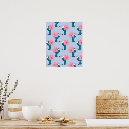 Toucan en hibiscus poster (Keuken)