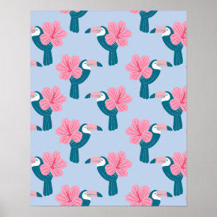 Toucan en hibiscus poster