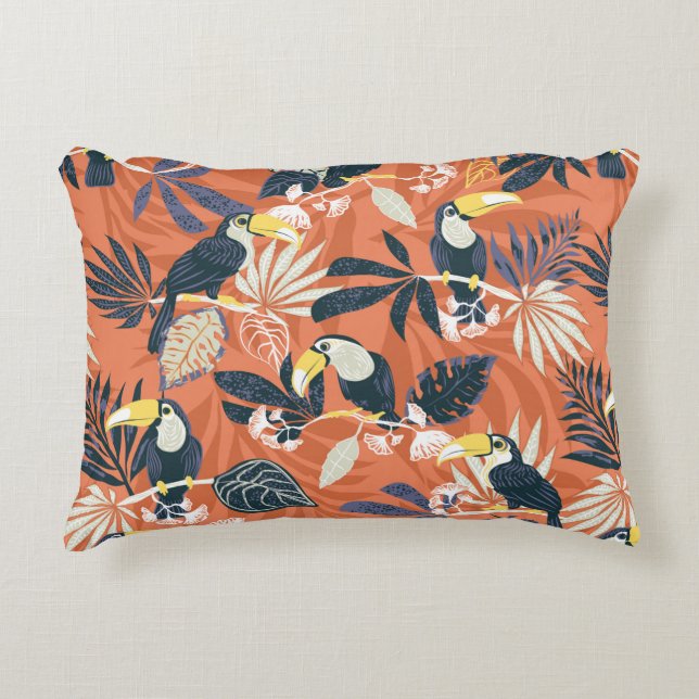 toucan en oerwoud naadloos patroon accent kussen (Voorkant)