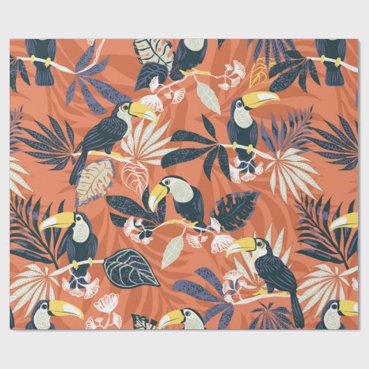 toucan en oerwoud naadloos patroon cadeaupapier (Vlak)