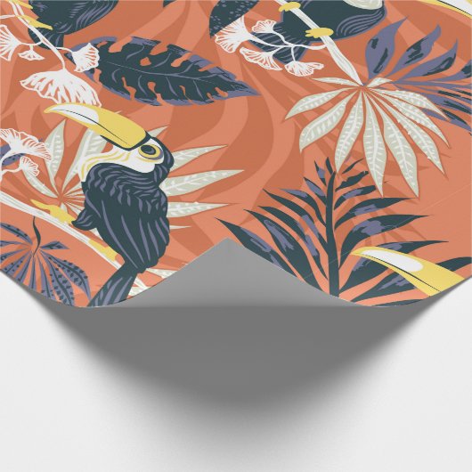 toucan en oerwoud naadloos patroon cadeaupapier (Hoek)