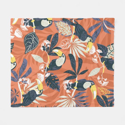 toucan en oerwoud naadloos patroon fleece deken (Voorkant (Horizontaal))