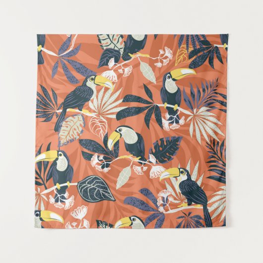 toucan en oerwoud naadloos patroon wandkleed (Voorkant)