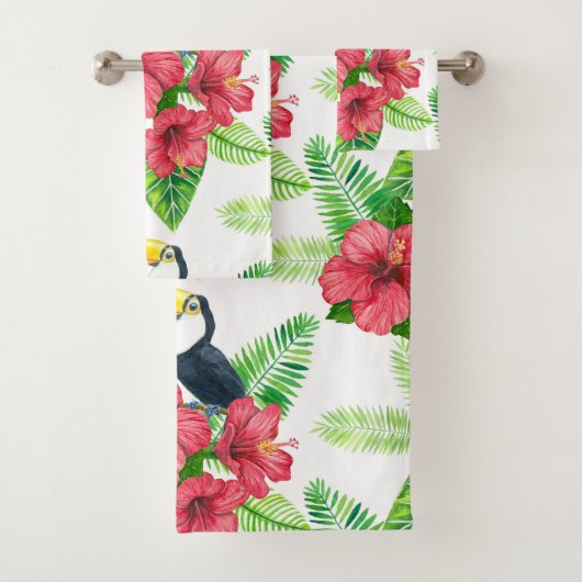 Toucan en tropical bouquet bad handdoek (Insitu)