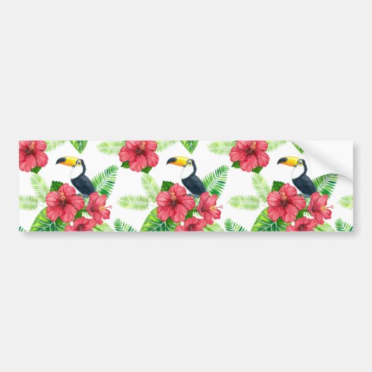 Toucan en tropical bouquet bumpersticker (Voorkant)