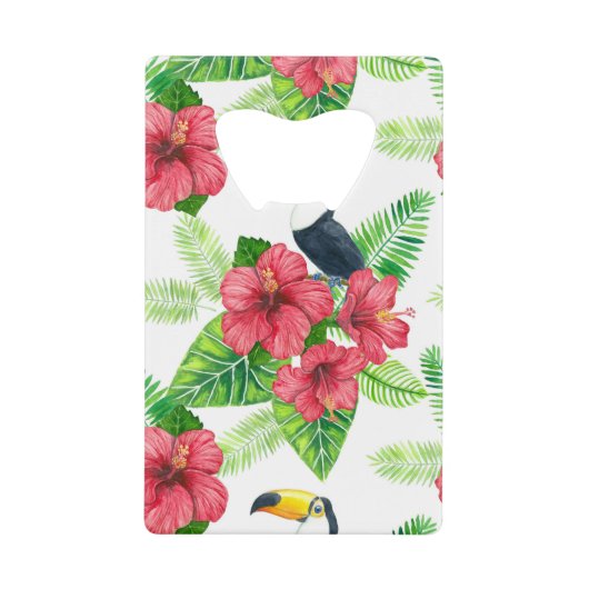 Toucan en tropical bouquet creditkaart flessenopener (Voorkant)