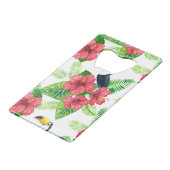 Toucan en tropical bouquet creditkaart flessenopener (Voorkant Gekanteld)