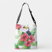 Toucan en tropical bouquet crossbody tas (Achterkant)
