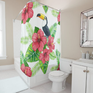 Toucan en tropical bouquet douchegordijn