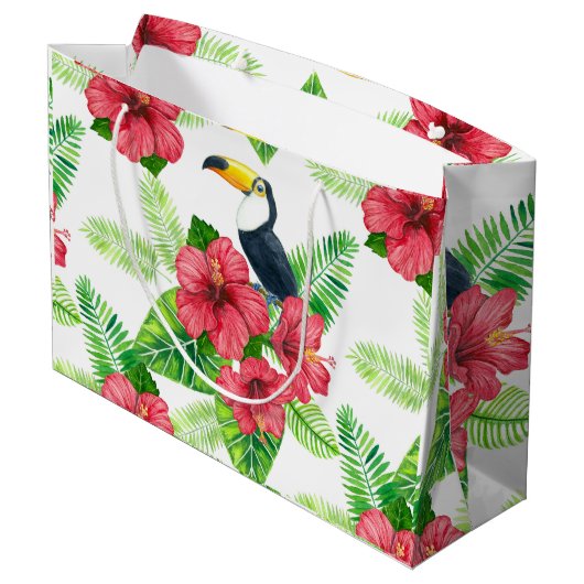 Toucan en tropical bouquet groot cadeauzakje (Achterkant Gekanteld)