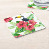 Toucan en tropical bouquet kartonnen onderzetters (Schuin)