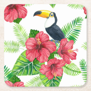 Toucan en tropical bouquet kartonnen onderzetters