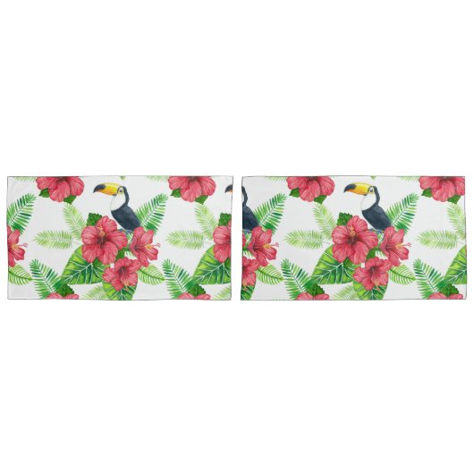 Toucan en tropical bouquet kussensloop (Voorkant-Set)