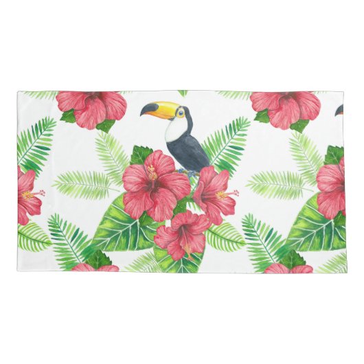 Toucan en tropical bouquet kussensloop (Achterkant-Links)
