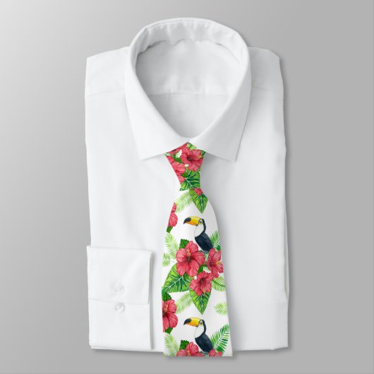 Toucan en tropical bouquet stropdas (Gebonden)