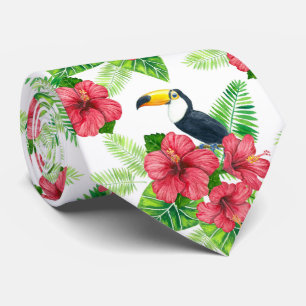 Toucan en tropical bouquet stropdas