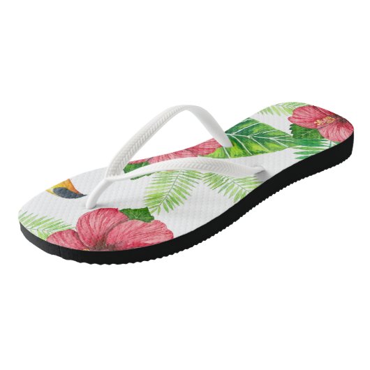 Toucan en tropical bouquet teenslippers (Schuin)