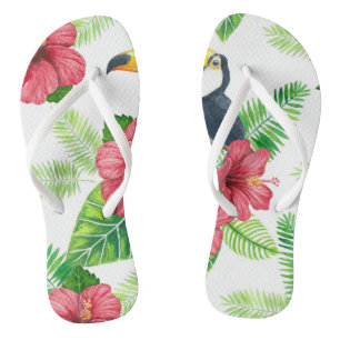 Toucan en tropical bouquet teenslippers