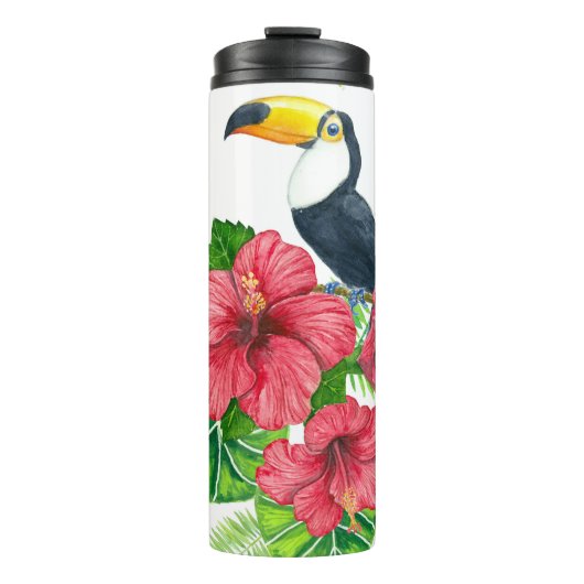 Toucan en tropical bouquet thermosbeker (Voorkant)
