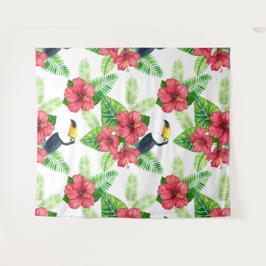 Toucan en tropical bouquet wandkleed (Voorkant (horizontaal))