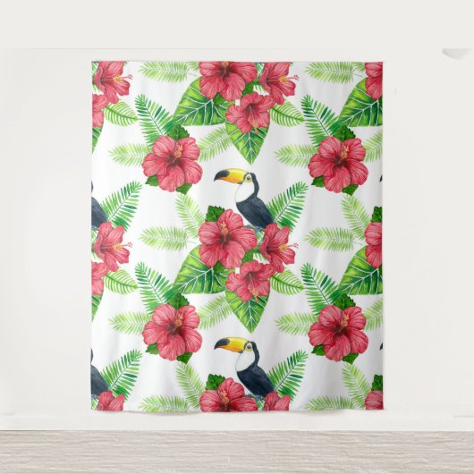 Toucan en tropical bouquet wandkleed (Voorkant)