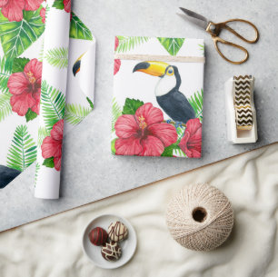Toucan en tropical bouquet wrapting paper cadeaupapier