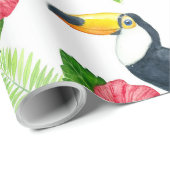 Toucan en tropical bouquet wrapting paper cadeaupapier (Rol Hoek)