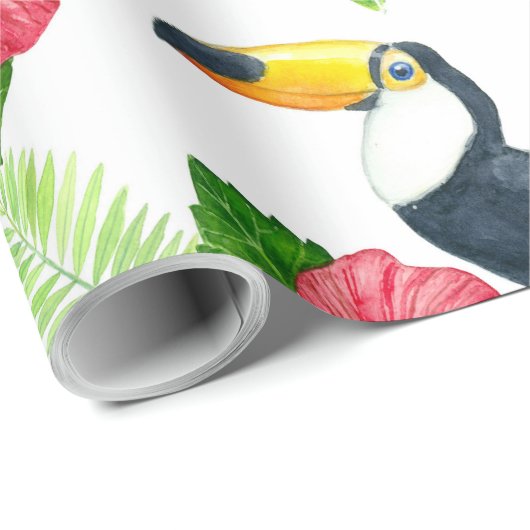 Toucan en tropical bouquet wrapting paper cadeaupapier (Rol Hoek)
