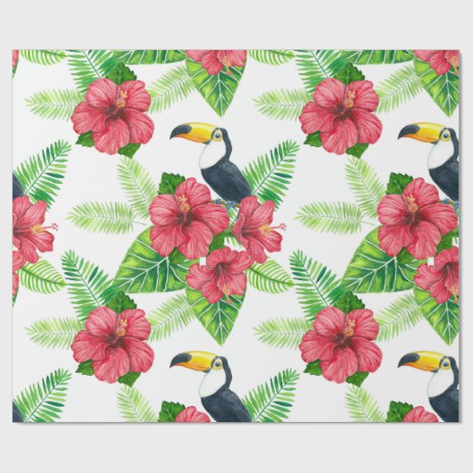 Toucan en tropical bouquet wrapting paper cadeaupapier (Vlak)