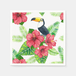 Toucan en tropisch bouquet servet