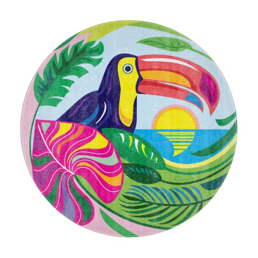 Toucan en tropische bladeren snijplank (Voorkant)