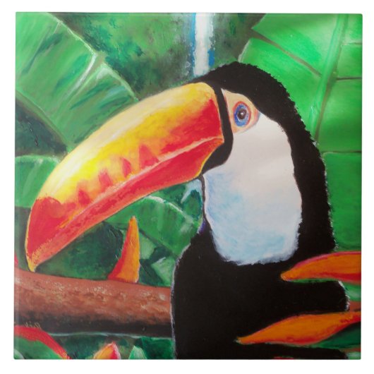 Toucan Exotic Wildlife Bird Portret Tile Artwork Tegeltje (Voorkant)